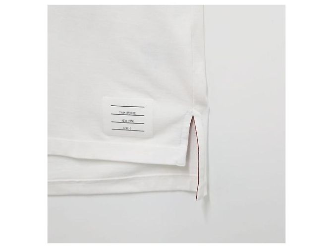 Thom Browne Three-Stripe Short Sleeve T-Shirt White - view 5