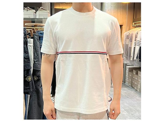 Thom Browne Three-Stripe Short Sleeve T-Shirt White - view 8
