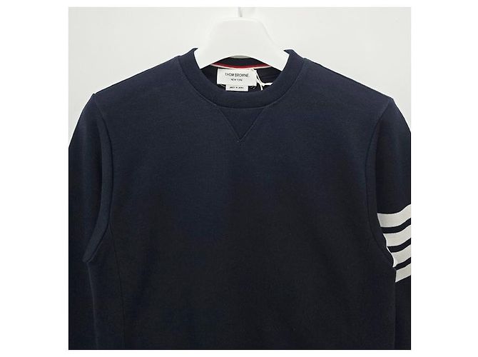 Thom Browne Klassische Sweatshirt Navy Diagonal Armband Tasche Blau - Ansicht 15