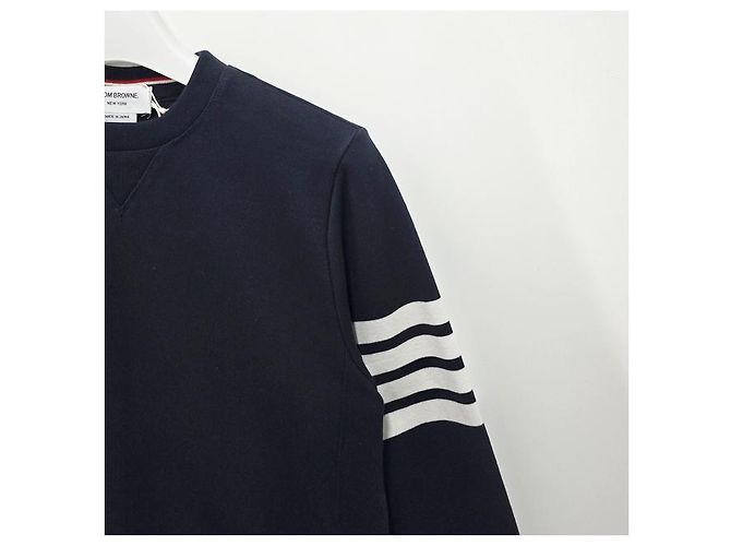 Thom Browne Klassische Sweatshirt Navy Diagonal Armband Tasche Blau - Ansicht 16