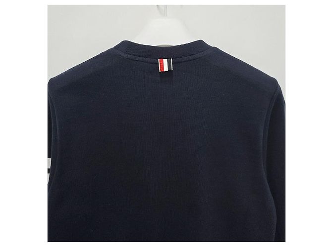 Thom Browne Klassische Sweatshirt Navy Diagonal Armband Tasche Blau - Ansicht 18