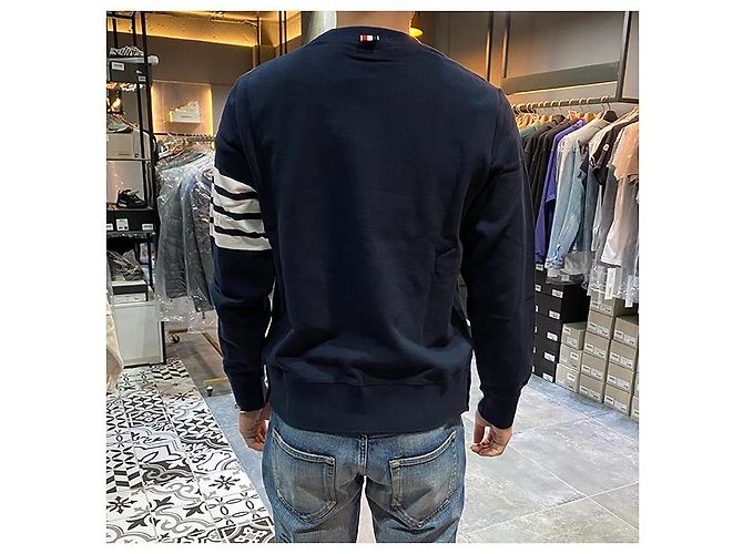 Thom Browne Klassische Sweatshirt Navy Diagonal Armband Tasche Blau - Ansicht 23
