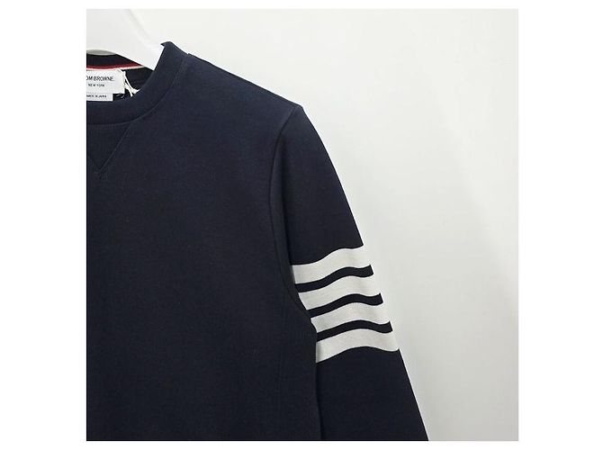 Thom Browne Klassische Sweatshirt Navy Diagonal Armband Tasche Blau - Ansicht 4