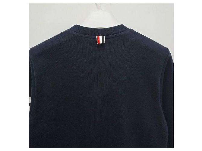 Thom Browne Klassische Sweatshirt Navy Diagonal Armband Tasche Blau - Ansicht 6