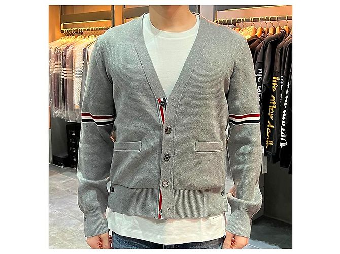 Thom Browne Milano Streifen Strickarmband Cardigan Braun - Ansicht 14