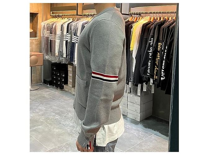 Thom Browne Milano Streifen Strickarmband Cardigan Braun - Ansicht 4