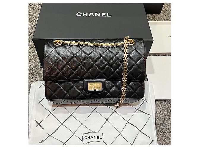 Chanel Vintage Gold Medium Flap Schultertasche Schwarz (VG BK) - Ansicht 13