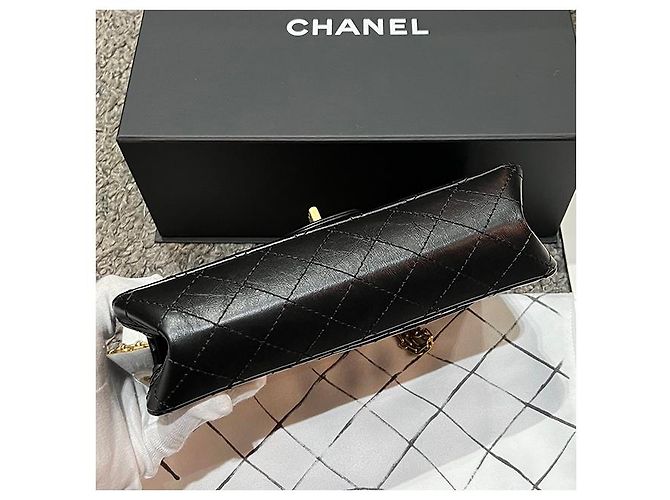 Chanel Vintage Gold Medium Flap Schultertasche Schwarz (VG BK) - Ansicht 16