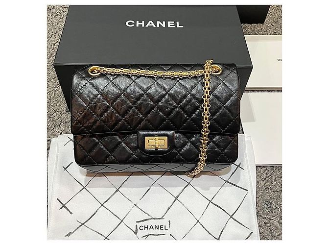 Chanel Vintage Gold Medium Flap Schultertasche Schwarz (VG BK) - Ansicht 2