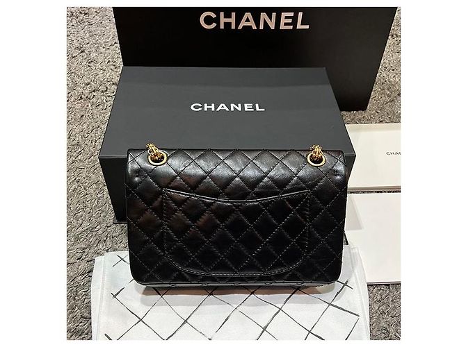 Chanel Vintage Gold Medium Flap Schultertasche Schwarz (VG BK) - Ansicht 3
