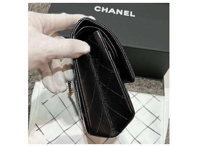 Chanel Vintage Gold Medium Flap Schultertasche Schwarz (VG BK) - Ansicht 4