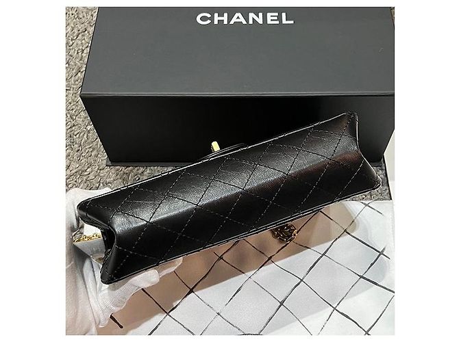 Chanel Vintage Gold Medium Flap Schultertasche Schwarz (VG BK) - Ansicht 5