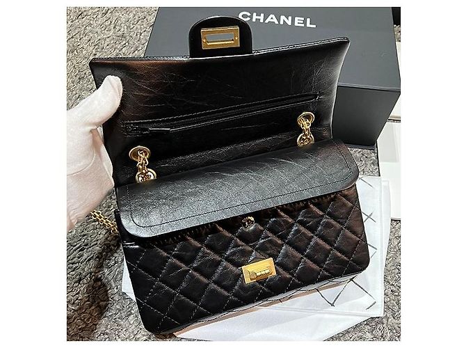 Chanel Vintage Gold Medium Flap Schultertasche Schwarz (VG BK) - Ansicht 6
