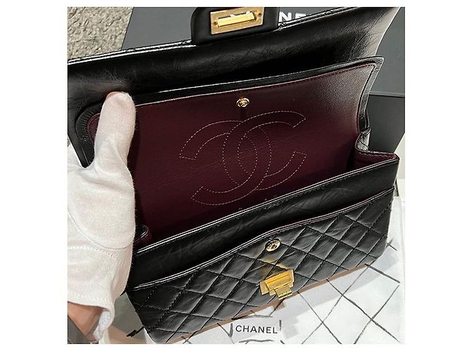 Chanel Vintage Gold Medium Flap Schultertasche Schwarz (VG BK) - Ansicht 7