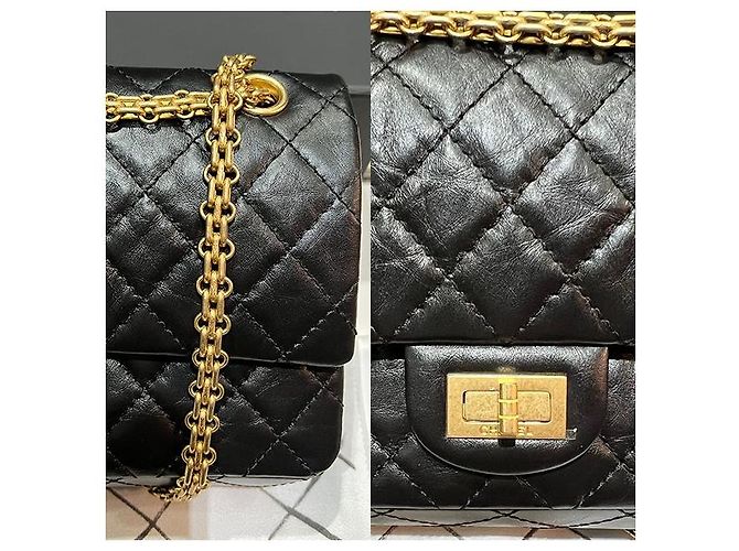 Chanel Vintage Gold Medium Flap Schultertasche Schwarz (VG BK) - Ansicht 9