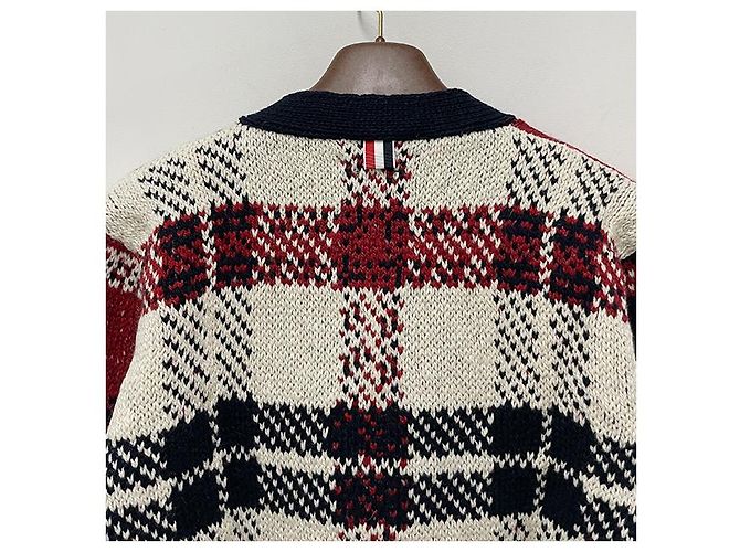 Thom Browne Donagole Karo-Streifen Cardigan Rot - Ansicht 20