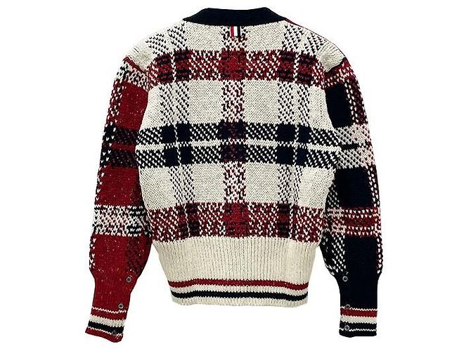 Thom Browne Donagole Karo-Streifen Cardigan Rot - Ansicht 3