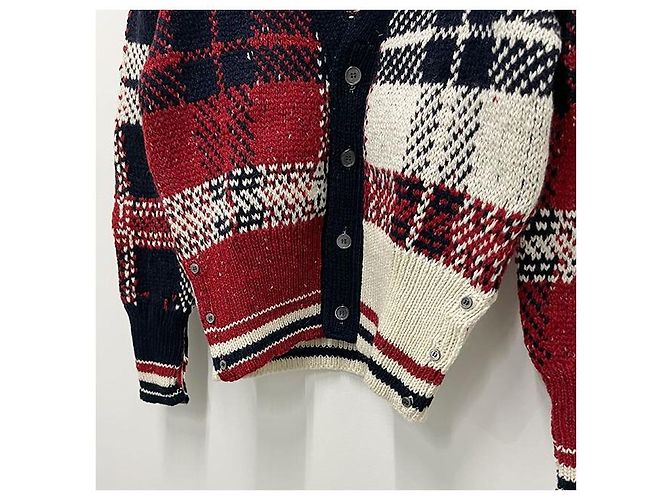 Thom Browne Donagole Karo-Streifen Cardigan Rot - Ansicht 7