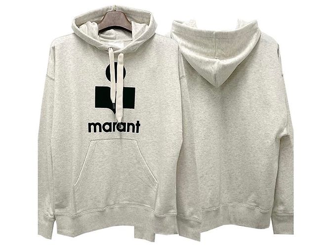 Isabel Marant MILEY Velours Logo Hoodie Ecru Weiß - Ansicht 11