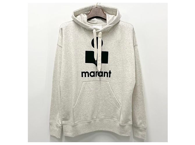Isabel Marant MILEY Velours Logo Hoodie Ecru Weiß - Ansicht 12