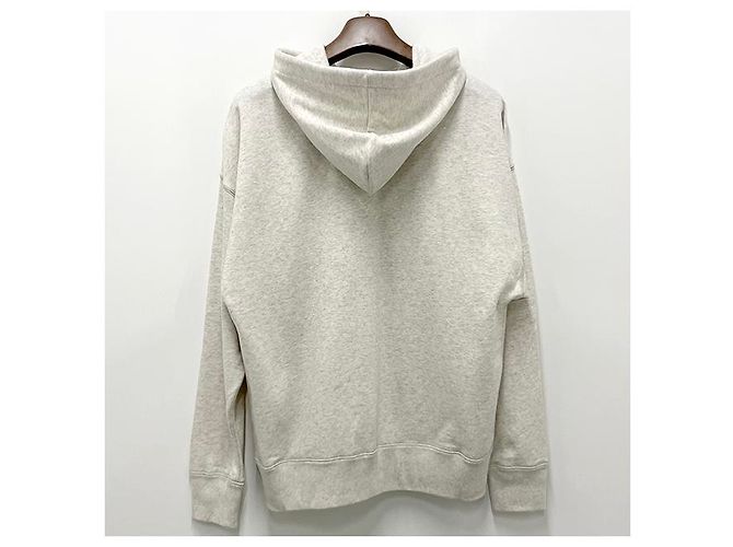 Isabel Marant MILEY Velours Logo Hoodie Ecru Weiß - Ansicht 13