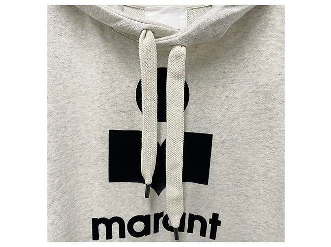 Isabel Marant MILEY Velours Logo Hoodie Ecru Weiß - Ansicht 15