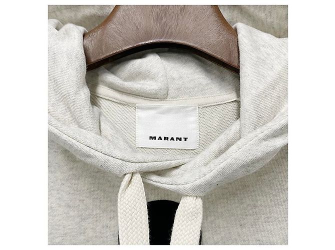 Isabel Marant MILEY Velours Logo Hoodie Ecru Weiß - Ansicht 16