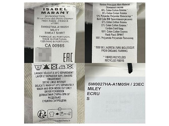 Isabel Marant MILEY Velours Logo Hoodie Ecru Weiß - Ansicht 17