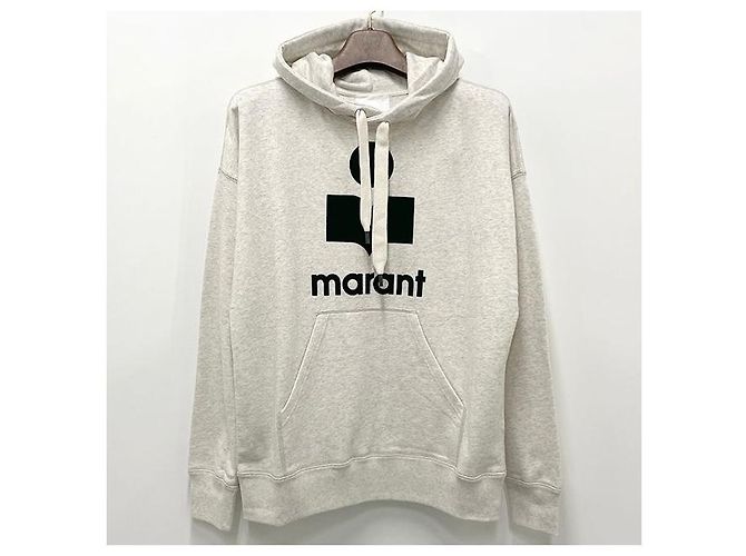 Isabel Marant MILEY Velours Logo Hoodie Ecru Weiß - Ansicht 2