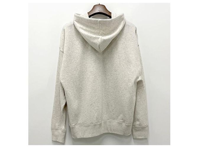 Isabel Marant MILEY Velours Logo Hoodie Ecru Weiß - Ansicht 3