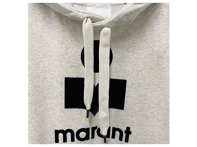 Isabel Marant MILEY Velours Logo Hoodie Ecru Weiß - Ansicht 5