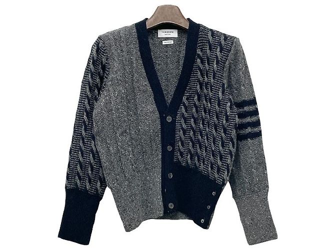 Thom Browne Donegal Kabel-Cardigan Funmix mit diagonalen Streben Braun - Ansicht 14