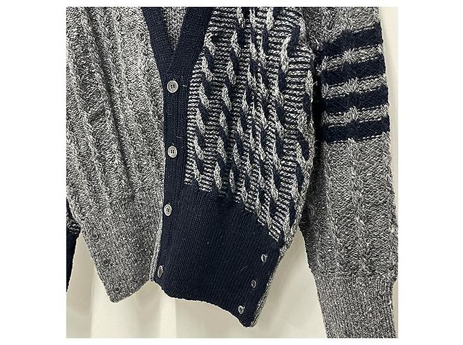 Thom Browne Donegal Kabel-Cardigan Funmix mit diagonalen Streben Braun - Ansicht 19