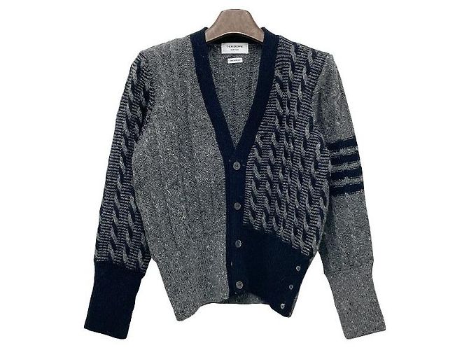 Thom Browne Donegal Kabel-Cardigan Funmix mit diagonalen Streben Braun - Ansicht 2