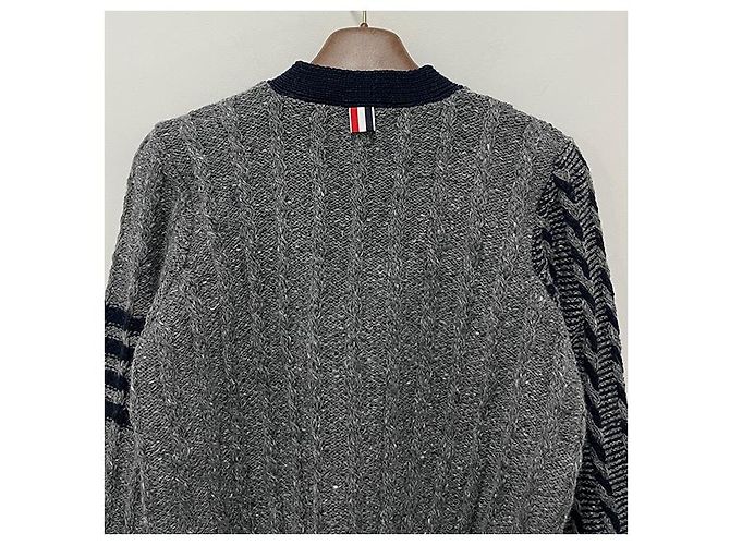 Thom Browne Donegal Kabel-Cardigan Funmix mit diagonalen Streben Braun - Ansicht 20