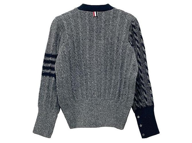 Thom Browne Donegal Kabel-Cardigan Funmix mit diagonalen Streben Braun - Ansicht 3