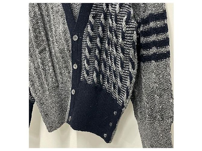 Thom Browne Donegal Kabel-Cardigan Funmix mit diagonalen Streben Braun - Ansicht 7