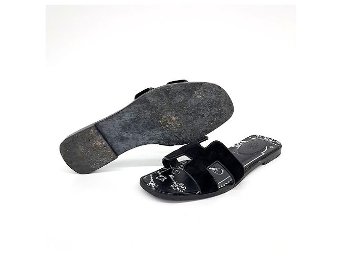 Pantofole in Velluto Oran di Hermès Nero - vista 4