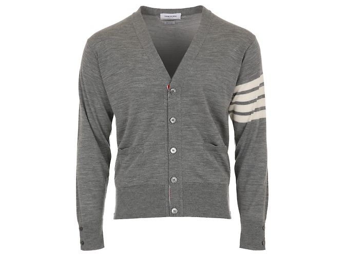 Thom Browne Klassische Merinowoll-Cardigan Diagonal Braun - Ansicht 2