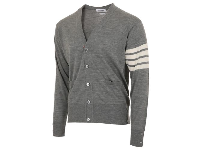 Thom Browne Klassische Merinowoll-Cardigan Diagonal Braun - Ansicht 3