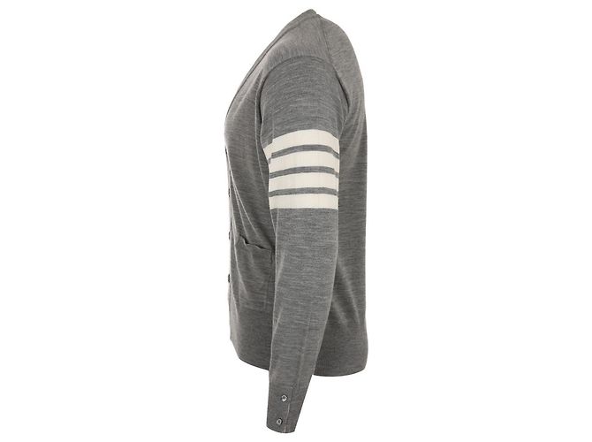 Thom Browne Klassische Merinowoll-Cardigan Diagonal Braun - Ansicht 4
