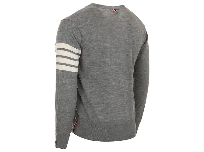 Thom Browne Klassische Merinowoll-Cardigan Diagonal Braun - Ansicht 5