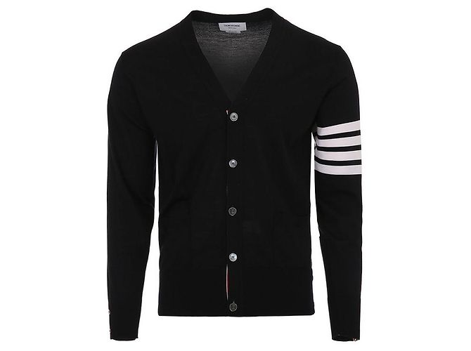 Thom Browne Cardigan classico asimmetrico in lana merino - vista 2