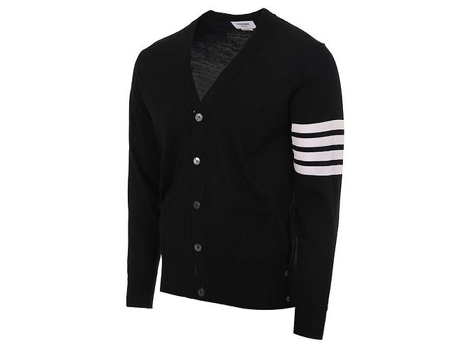Thom Browne Cardigan classico asimmetrico in lana merino - vista 3