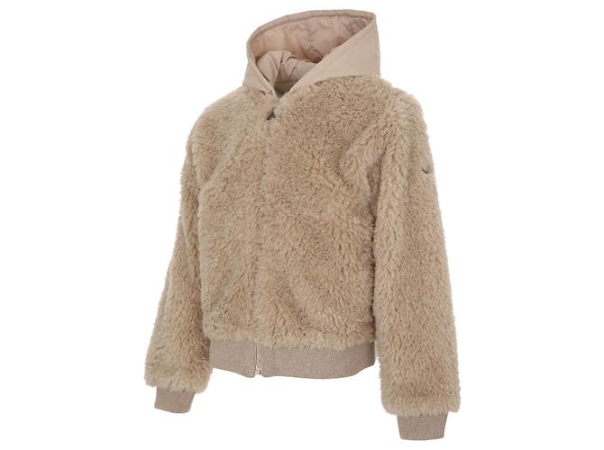 Chaqueta con capucha Teddy con cremallera Moncler Kids Castaño - vista 3
