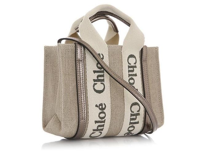 Chloé Borsa Tote Mini Lucida Woody Marrone - vista 3