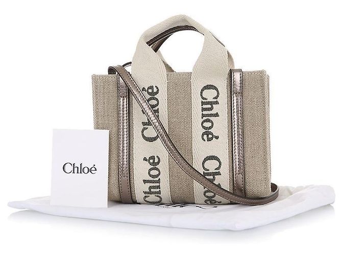Chloé Borsa Tote Mini Lucida Woody Marrone - vista 9