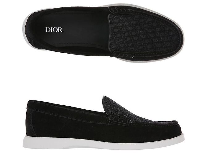 Dior Mocassini in Suede Obliquo Granville Nero - vista 2
