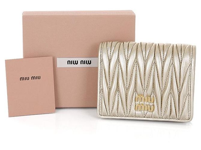 Miu Miu AFPP Napa Leder Geldbörse Golden - Ansicht 9