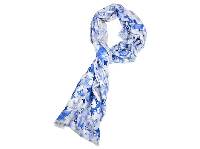 Louis Vuitton Aquarell Monogramm Schal Blau - Ansicht 2